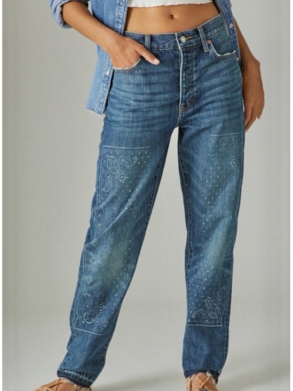 Lucky Brand Lucky Legend Paisley High Rise Drew Mom Jeans 6/28